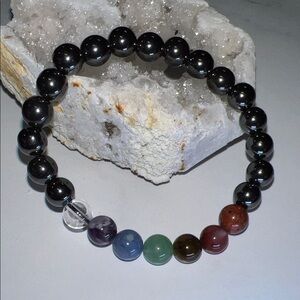 Natural Gemstone and Hematite Chakra Bracelet - NWOT